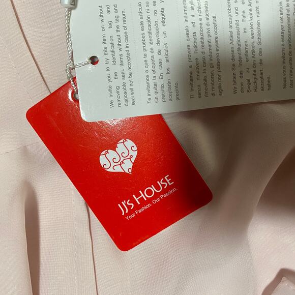 JJs House Chiffon Mini Dress Fit & Flare Pleated Bodice Vneck Blush Pink NEW 8 - Picture 13 of 13